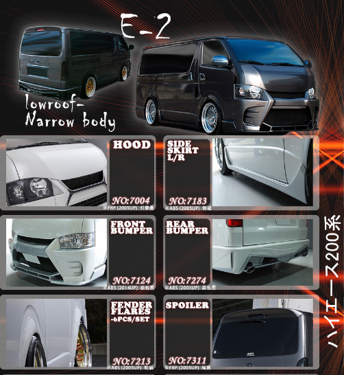 Hiace Modified Body Kits Essex2 E-2 KITS for Hiace 200【Narrow Body】【2005up】