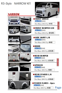 Hiace 200 Body Kit R3-Style Narrow Kit